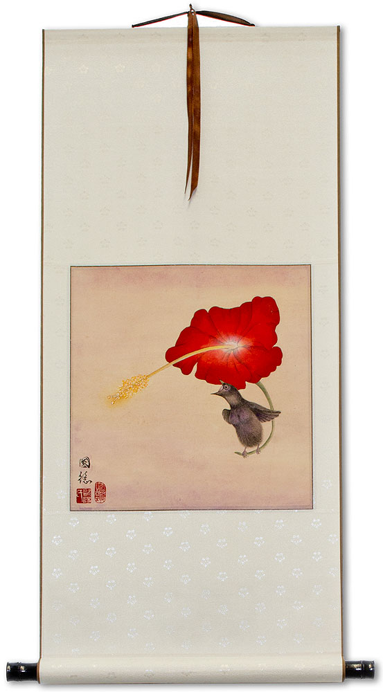 Bird and Flower Wall Scroll