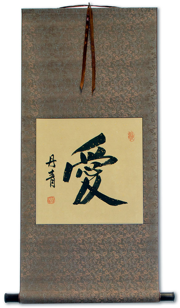Chinese and Japanese Kanji LOVE Calligraphy Scroll
