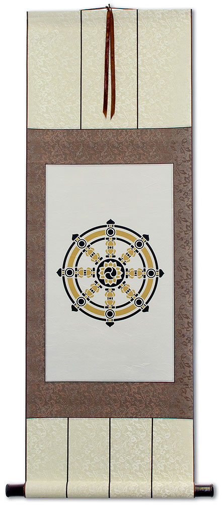 Buddhist Wheel Symbol Print - Wall Scroll