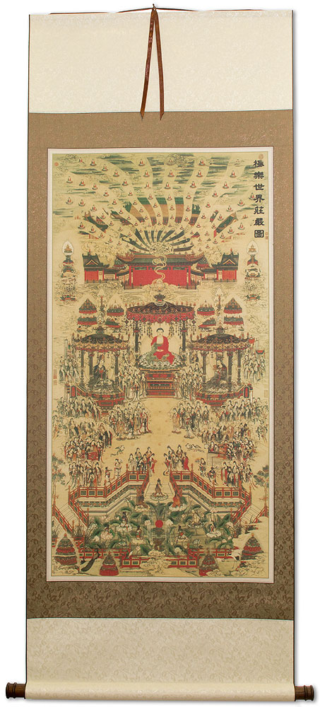 Buddhist Paradise Altar Print - Large Wall Scroll