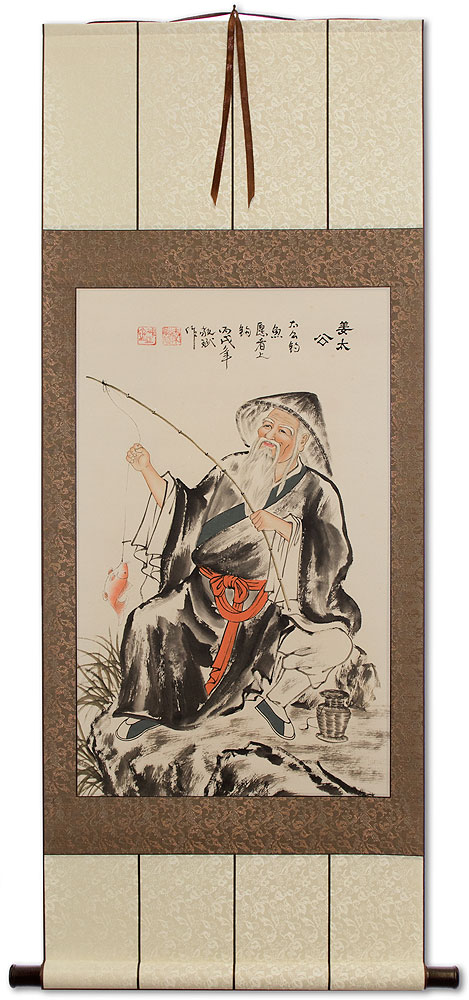 Old Tai Gong Fishing Wall Scroll