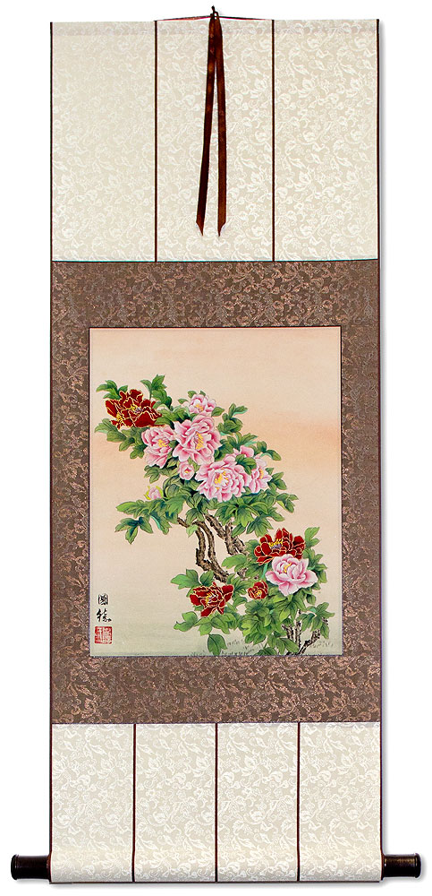 Chinese Flower Silk Scroll