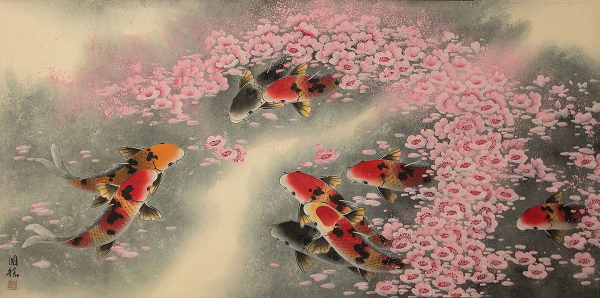 Koi Fish and Plum Blossoms