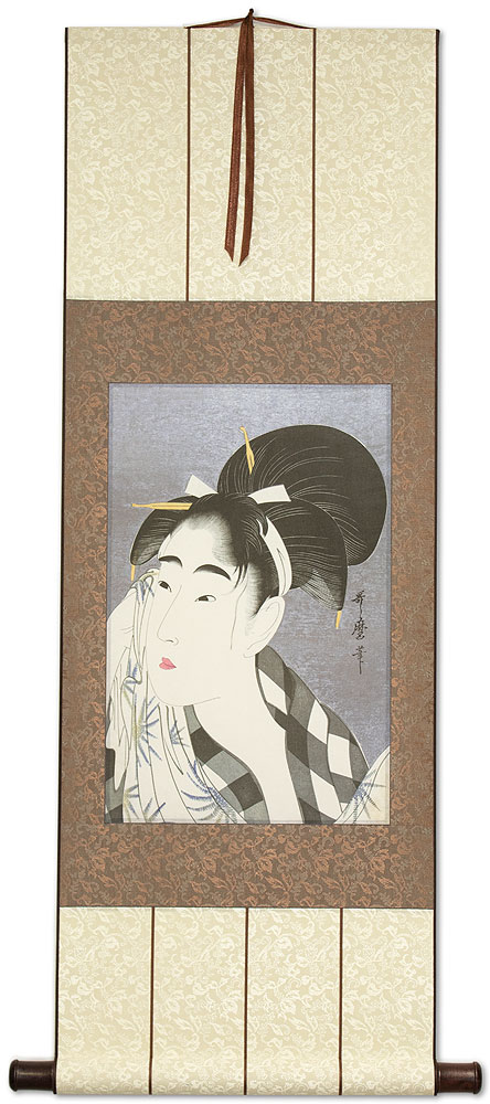 The Face of Oshun - Japanese Woman Woodblock Print Repro - Wall Scroll