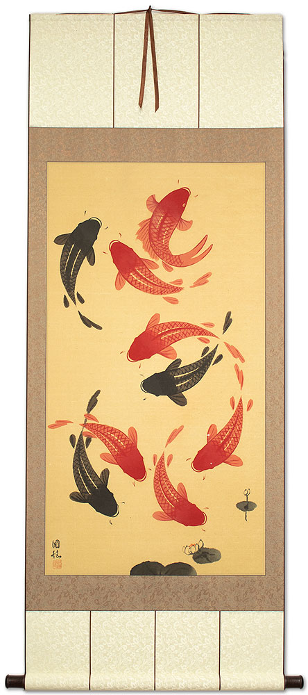 Large Koi Fish Wall Scroll