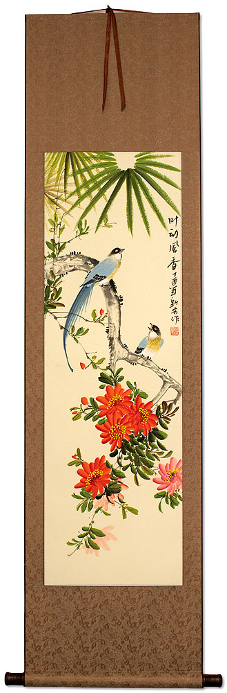 Birds and Flowers Wall Scroll