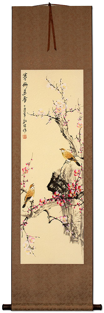 Winter Plum Blossoms - Chinese Bird and Flower Wall Scroll