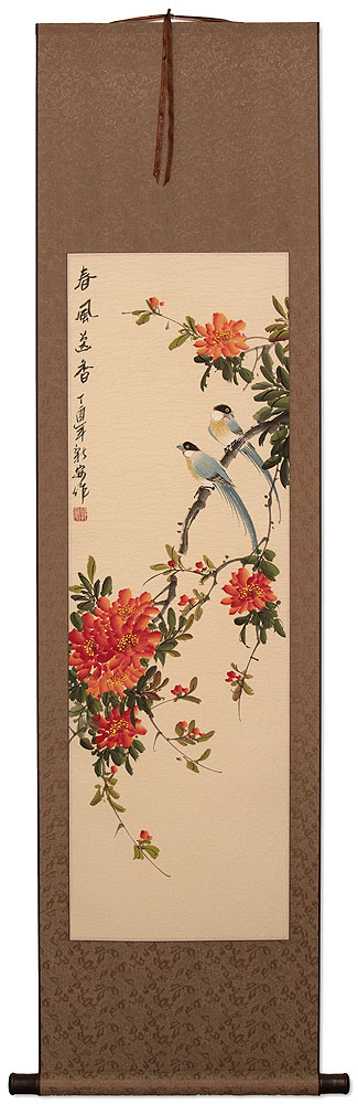 Spring Abundance - Bird & Flower Wall Scroll
