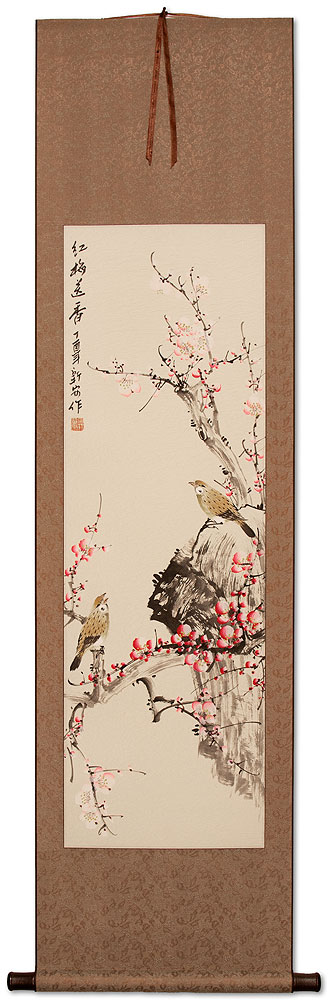 Plum Blossoms Bring Forth Springtime - Bird & Flower Wall Scroll