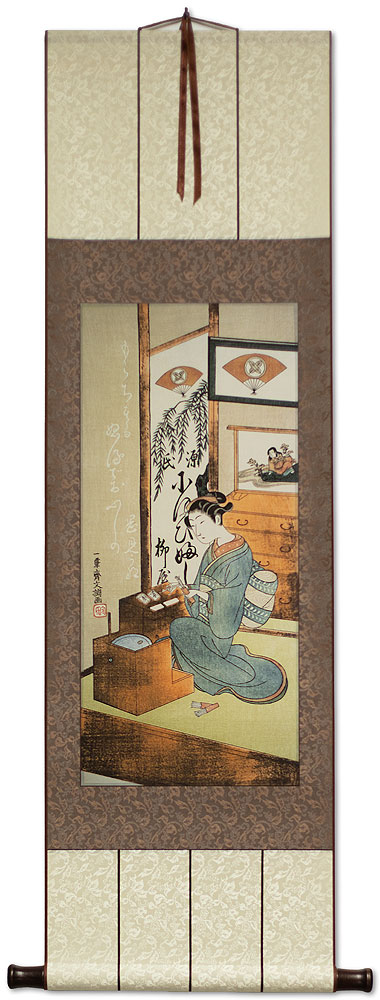 Ofuji of the Yanagi Shop - Japanese Woodblock Print Repro - Wall Scroll