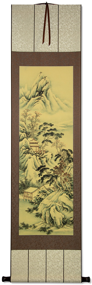 Winter in the Mountain Village - Ancient Chinese Landscape Print Scroll