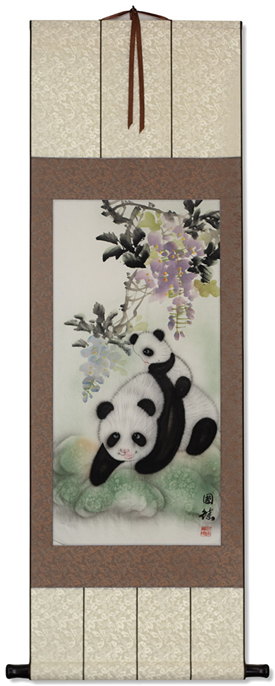 Panda Bears - Chinese Painting Wall Scroll