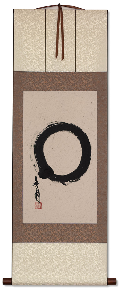 Hand Painted Japanese Enso Symbol - Wall Scroll