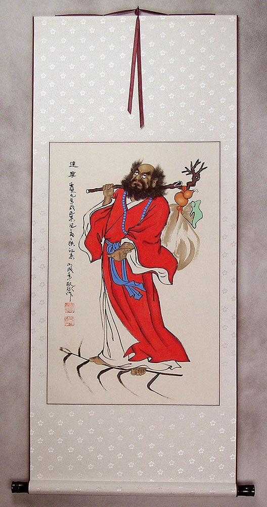 Da Mo / Bodhidharma Soars on a Reed Stalk - Wall Scroll