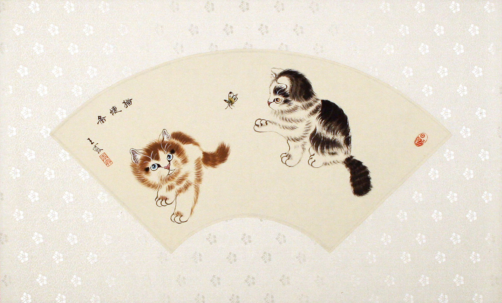 Fan-Style Kittens Painting