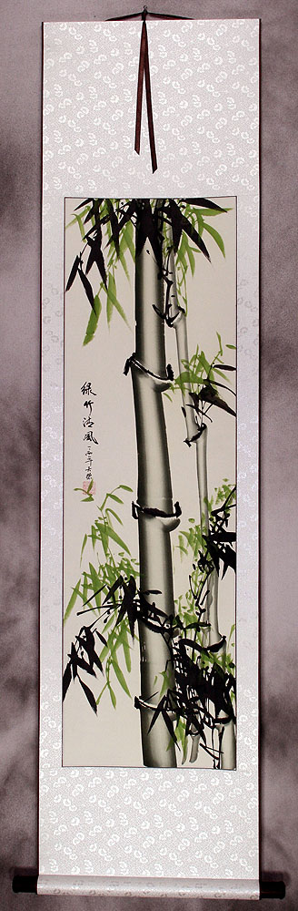 Chinese Green Bamboo Wall Scroll