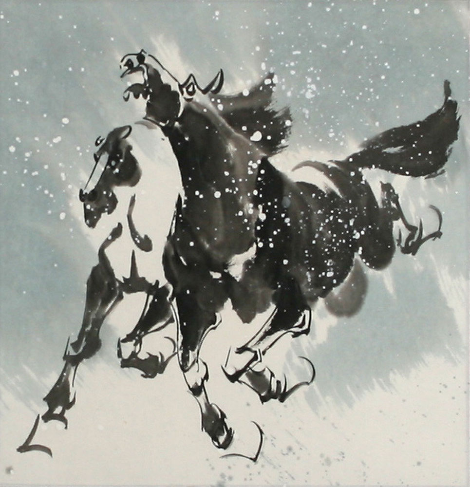 Snow Horses Chinese Art Painting