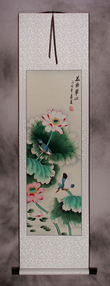 Traditional Chinese Bird and Flower Wall Scroll