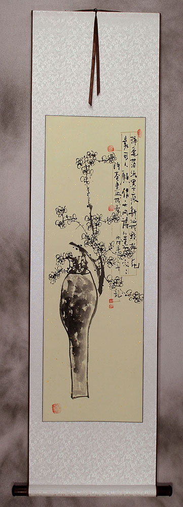 Black Ink Plum Blossom Wall Scroll