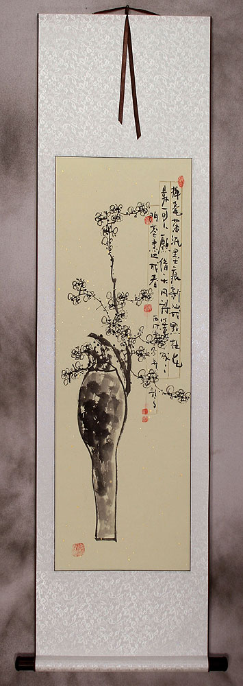 Traditional Chinese Ink Flower Wall Scroll