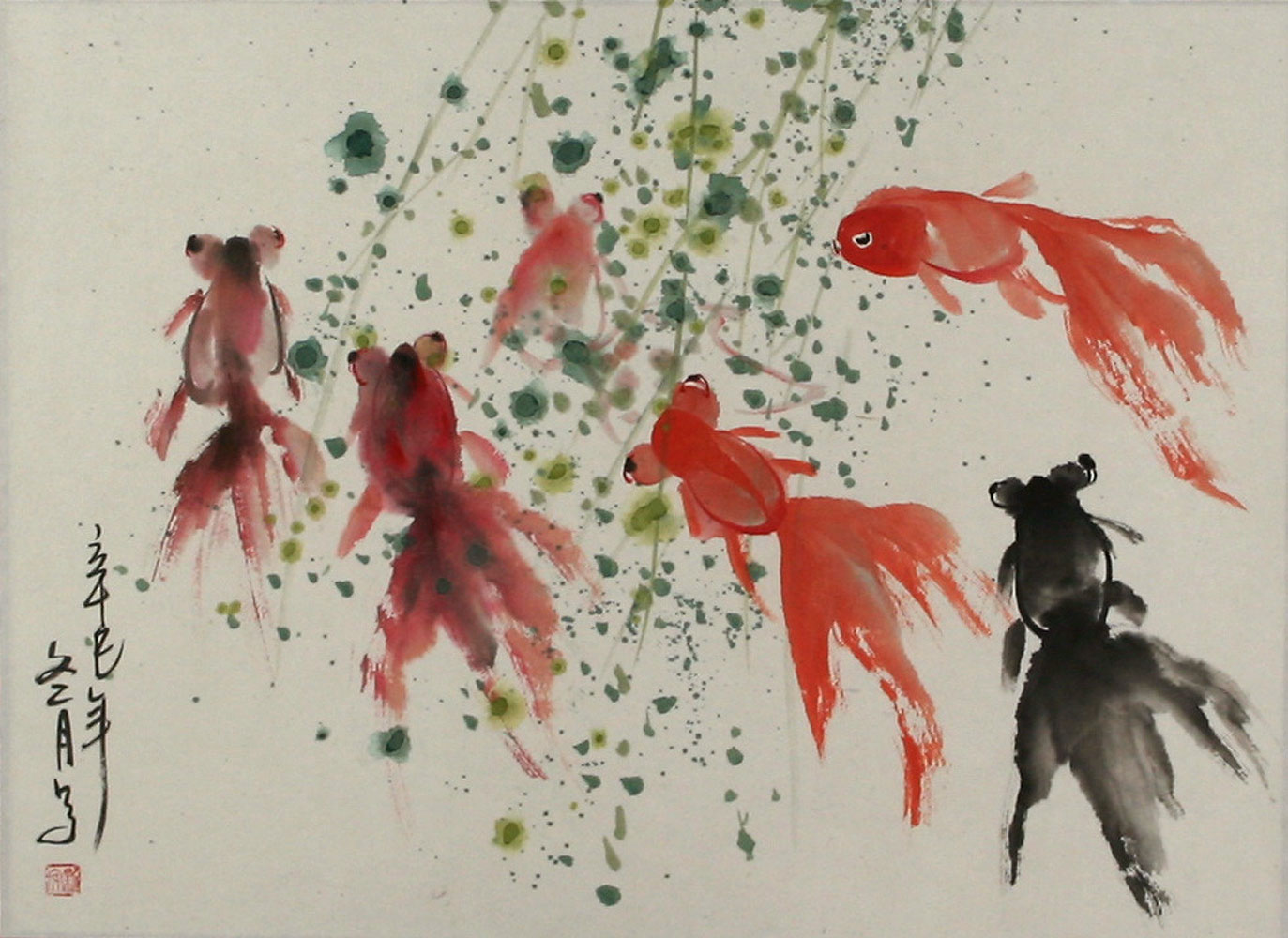 Gold Fish in Winter - Chinese Freehand Painting
