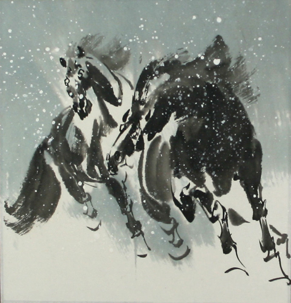 Chinese Snow Horses Painting