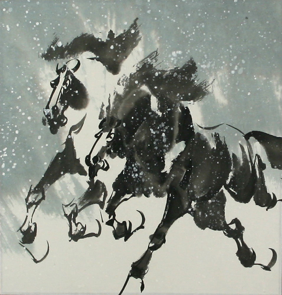 Brave Horses in the Snow Painting
