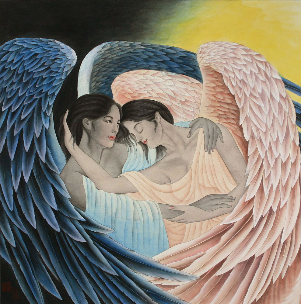 Angels Embrace Painting