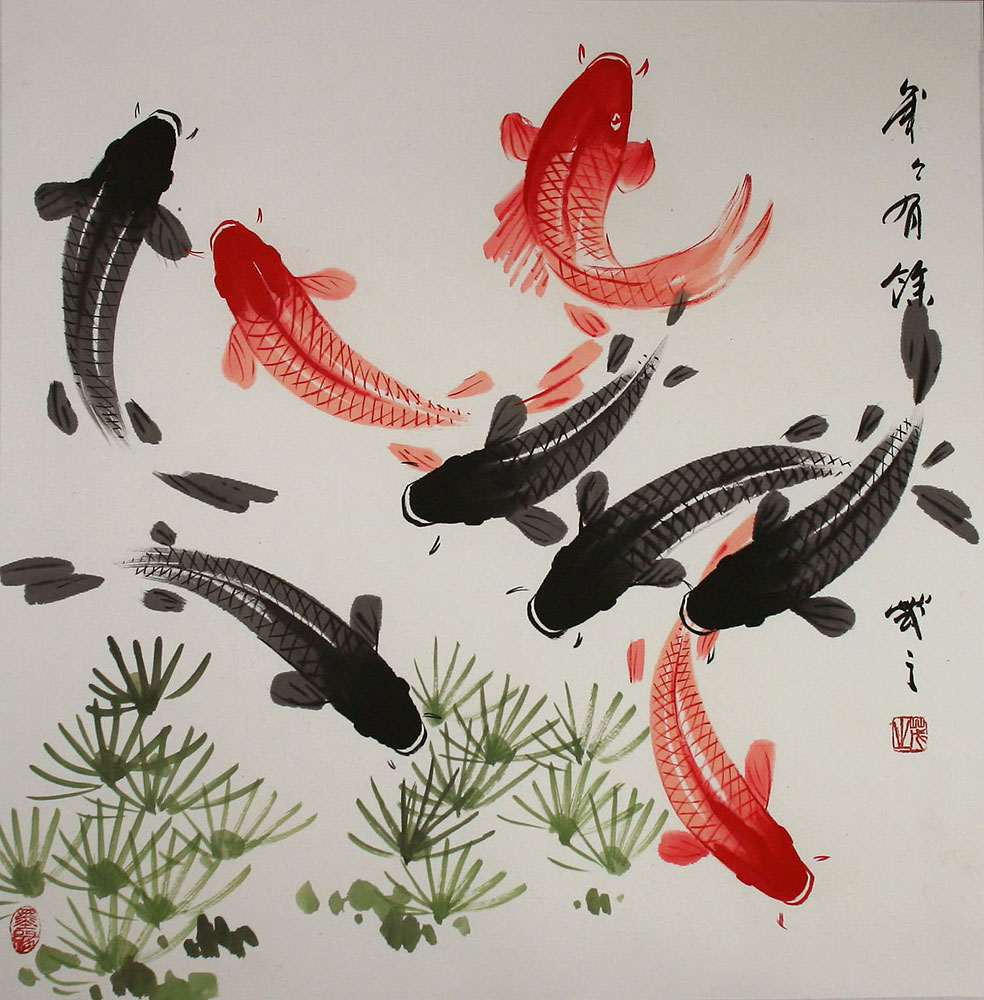 Large Koi Fish Painting - Chinese Art