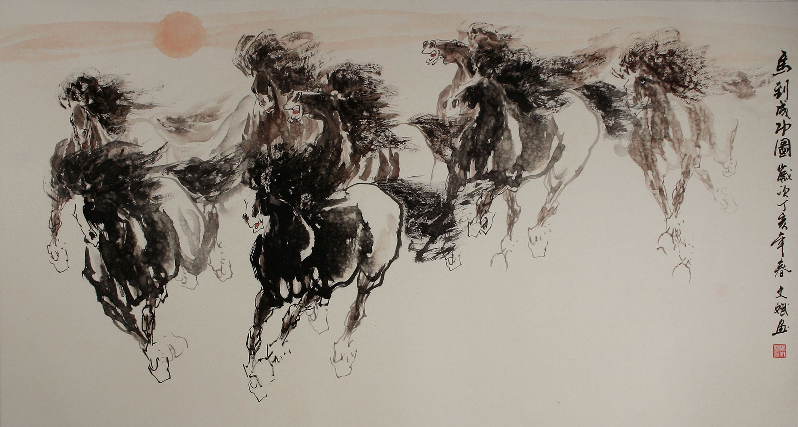 Large Chinese Horse Painting