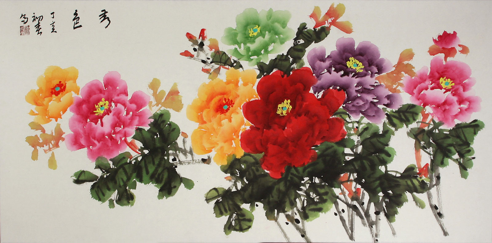 Large Peony Flower Painting