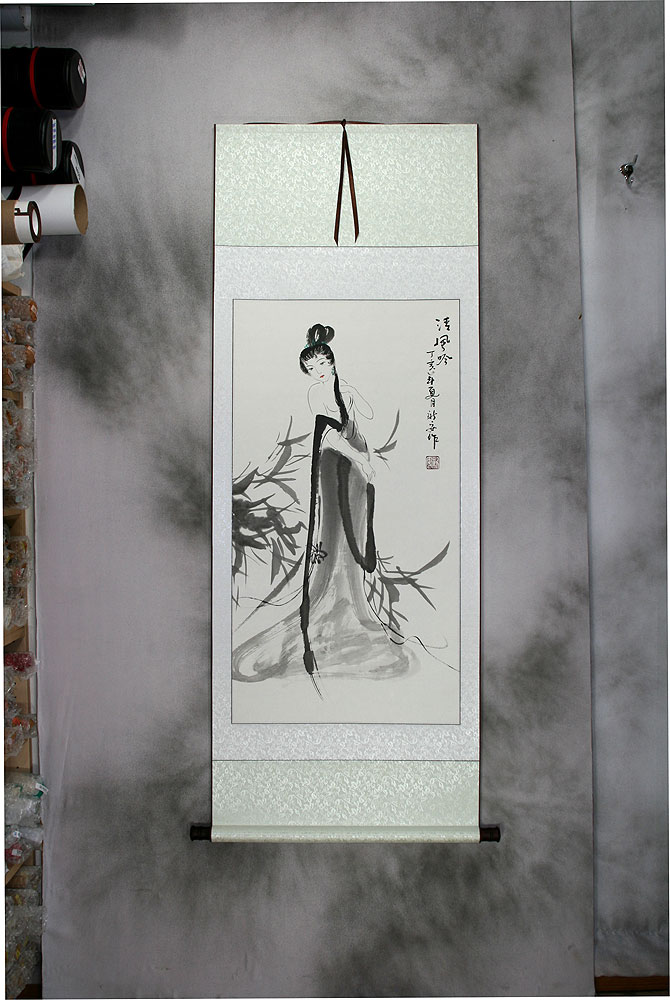 Abstract Woman Singing Chinese Scroll