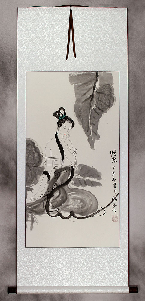 Abstract Woman Singing Chinese Scroll