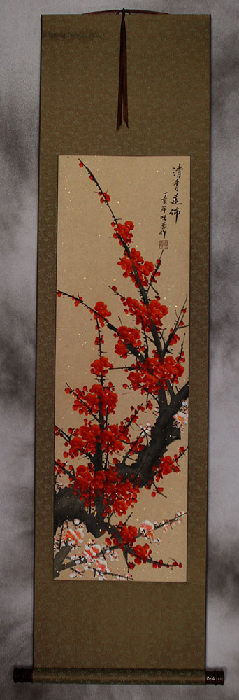 Red Plum Blossom Wall Scroll