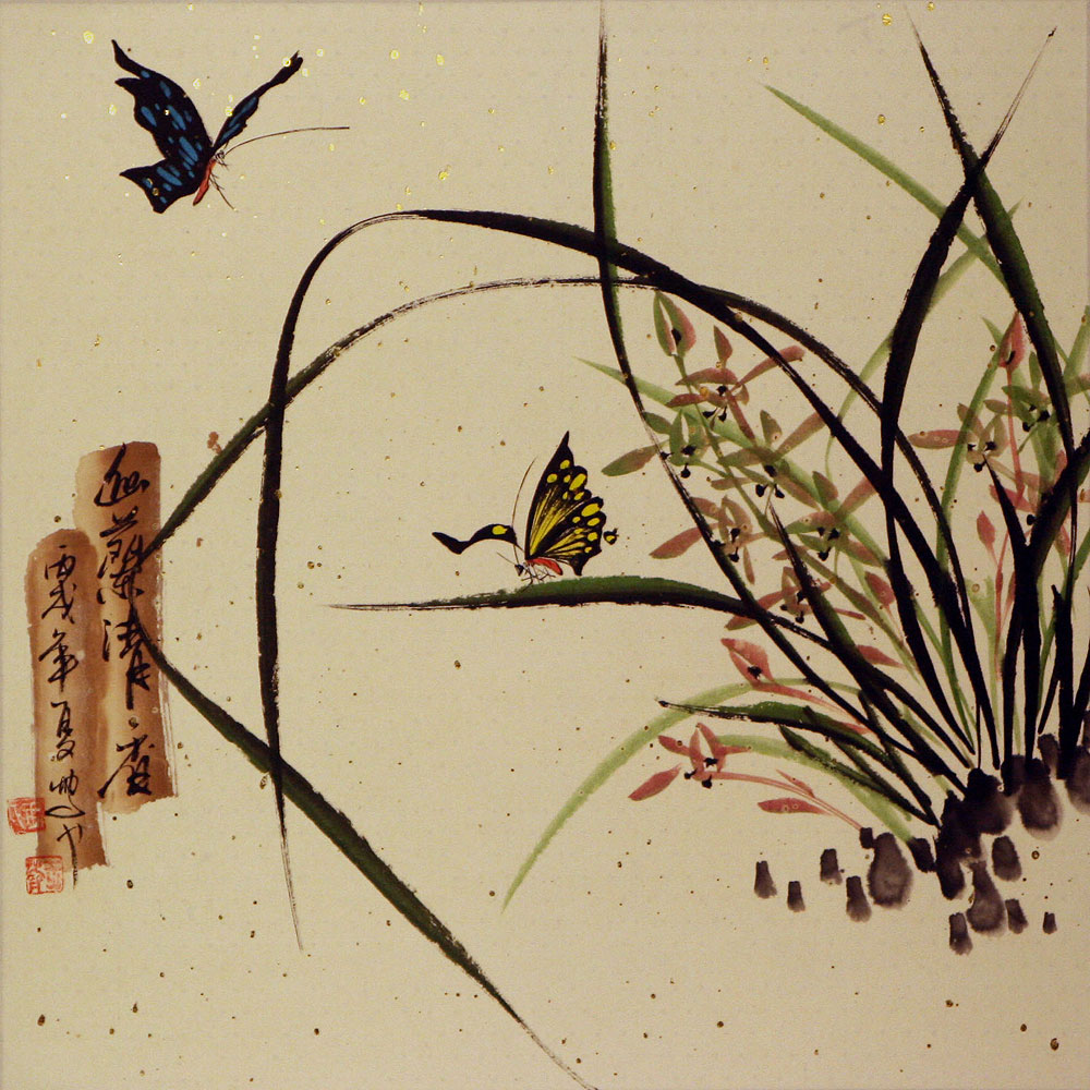 Orchids and Butterflies Painting