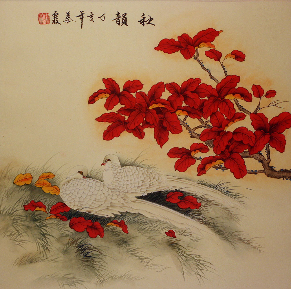 White Love Birds Painting