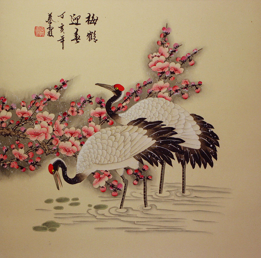 Cranes and Plum Blossoms Welcoming The Spring