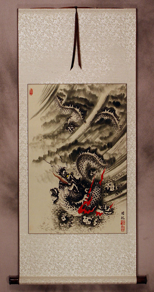 Flying Chinese Dragon - Asian Scroll