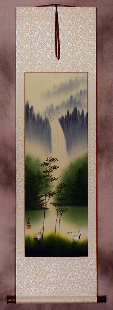 Colorful Cranes Wall Scroll