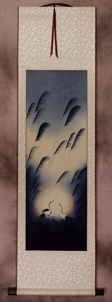 Colorful Cranes Wall Scroll