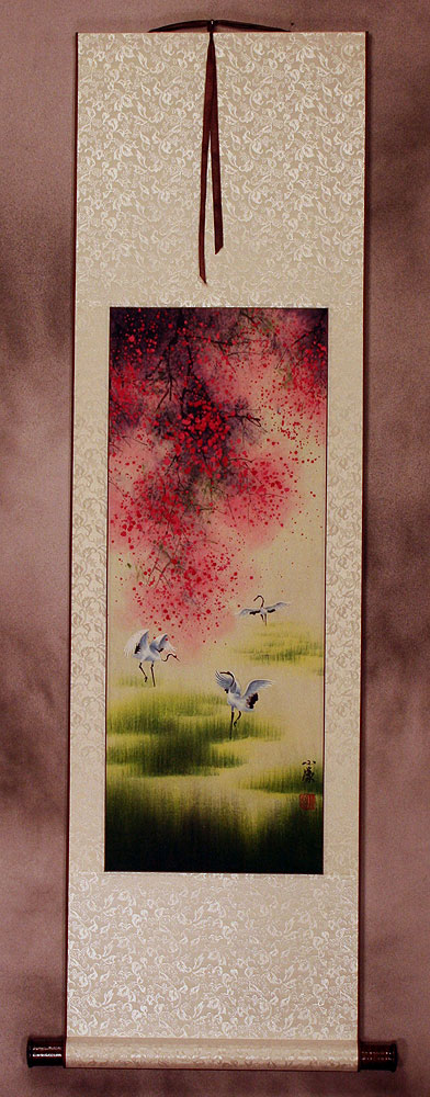Four Seasons - Asian Cranes - Small Wall Scroll
