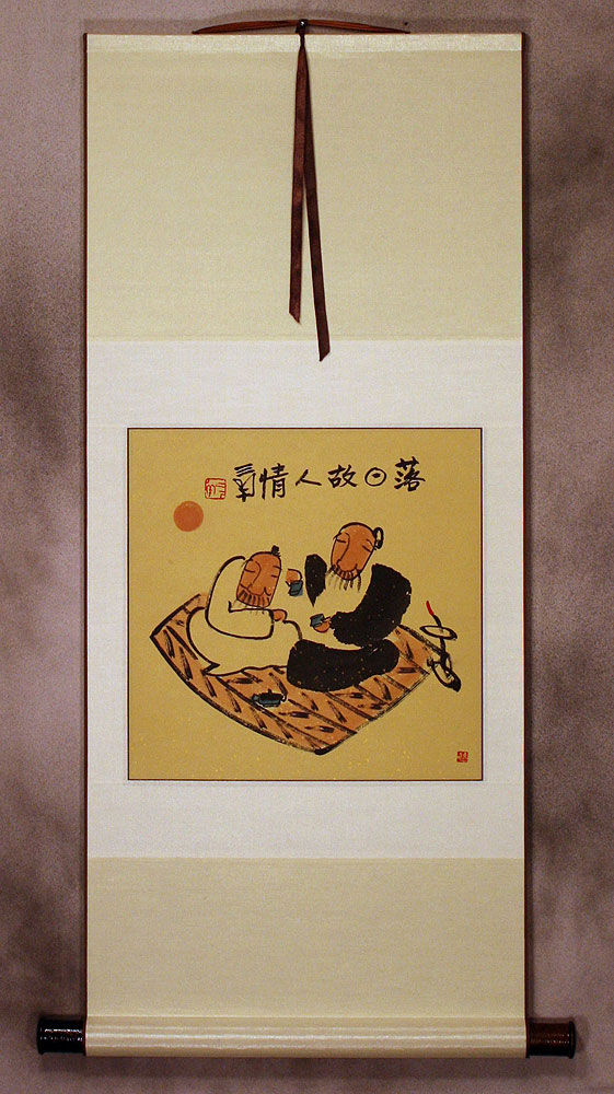 Friends at Sunset of Life - Chinese Philosophy Wall Scroll