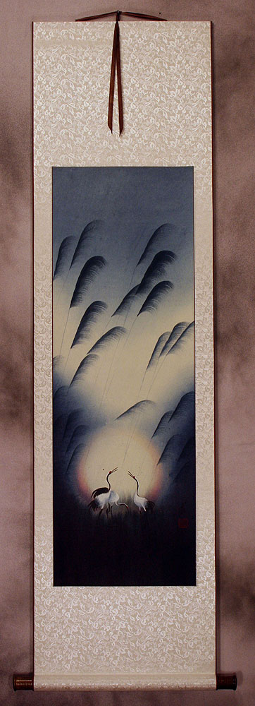 Colorful Cranes Wall Scroll