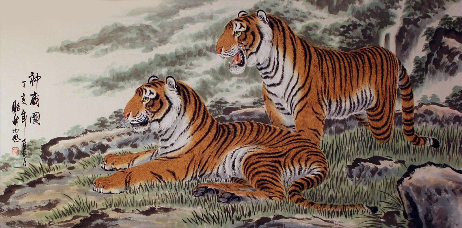 Chinese Tigers Painting - Chinese Artwork