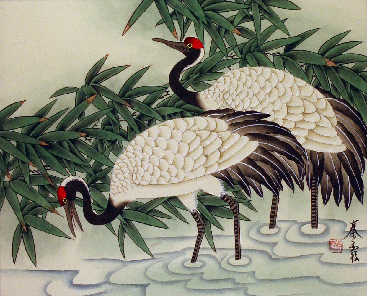 Cranes In Bamboo Painting - Asian Art