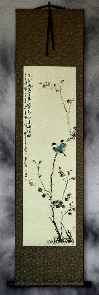 Bird and Flower Wall Scroll