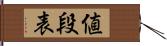 値段表 Hand Scroll