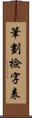 筆劃檢字表 Scroll