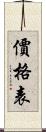 價格表 Scroll