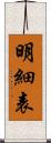 明細表 Scroll